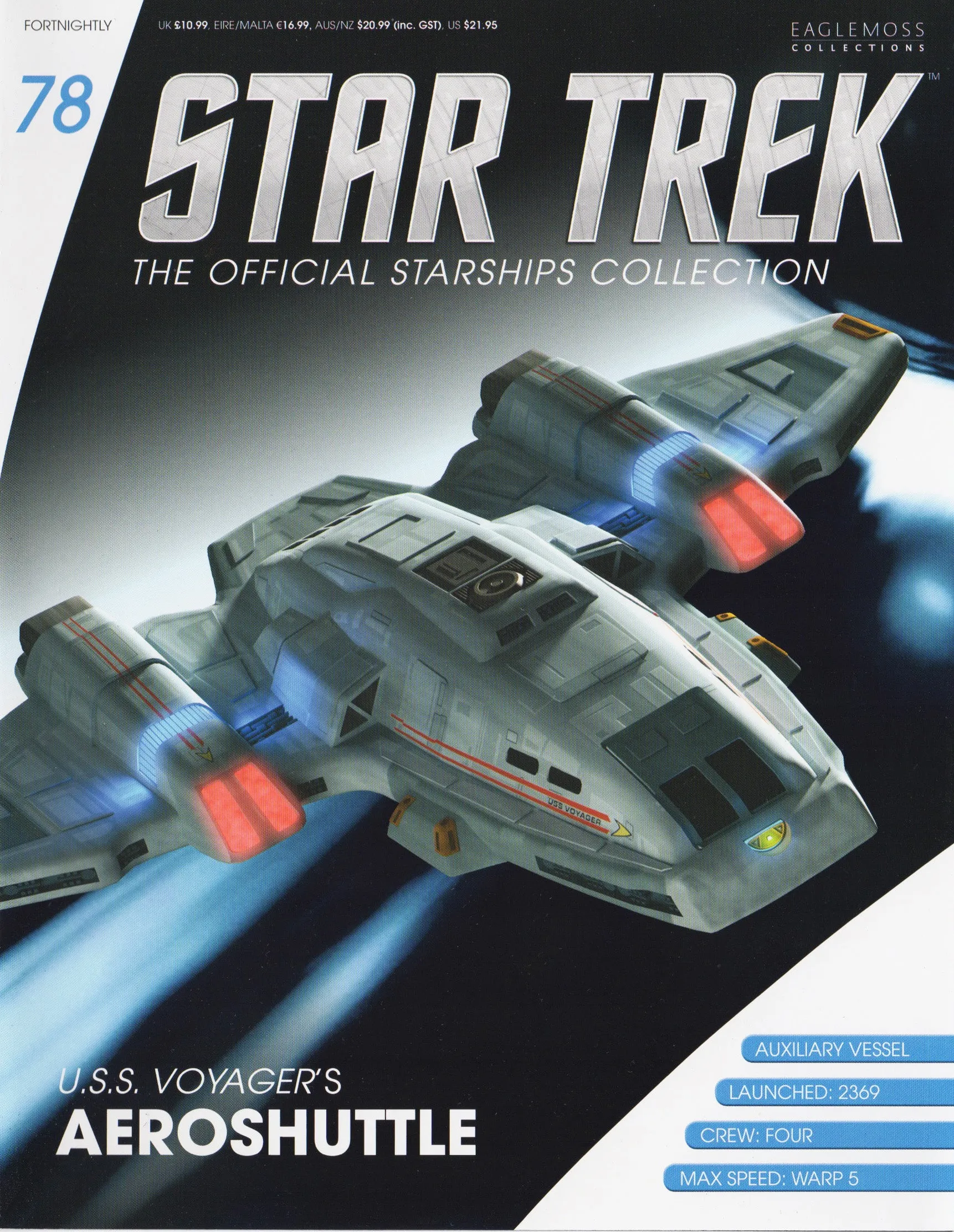 #78 U.S.S. Voyager's Aeroshuttle Diecast Model Ship (Star Trek / Eaglemoss)