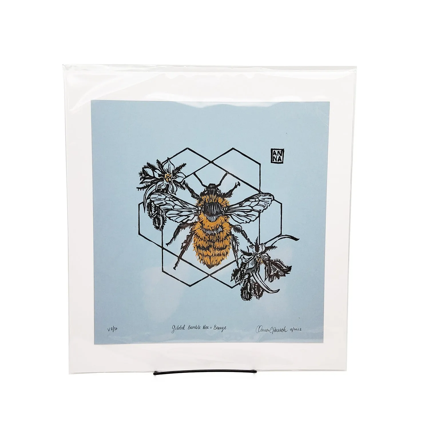 Bumble Bee & Borage Print