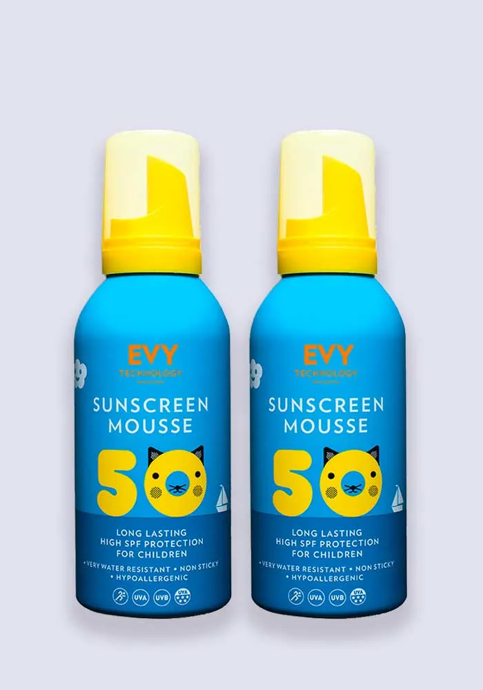 EVY Kids Sunscreen Mousse SPF 50 150ml - 2 Pack Saver