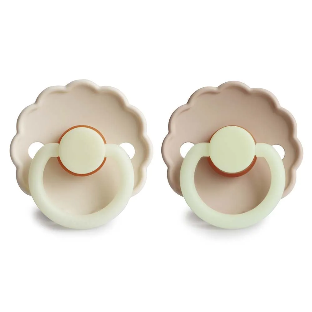 FRIGG DAISY NIGHT PACIFIER 2 PACK | CREAM/CROISSANT