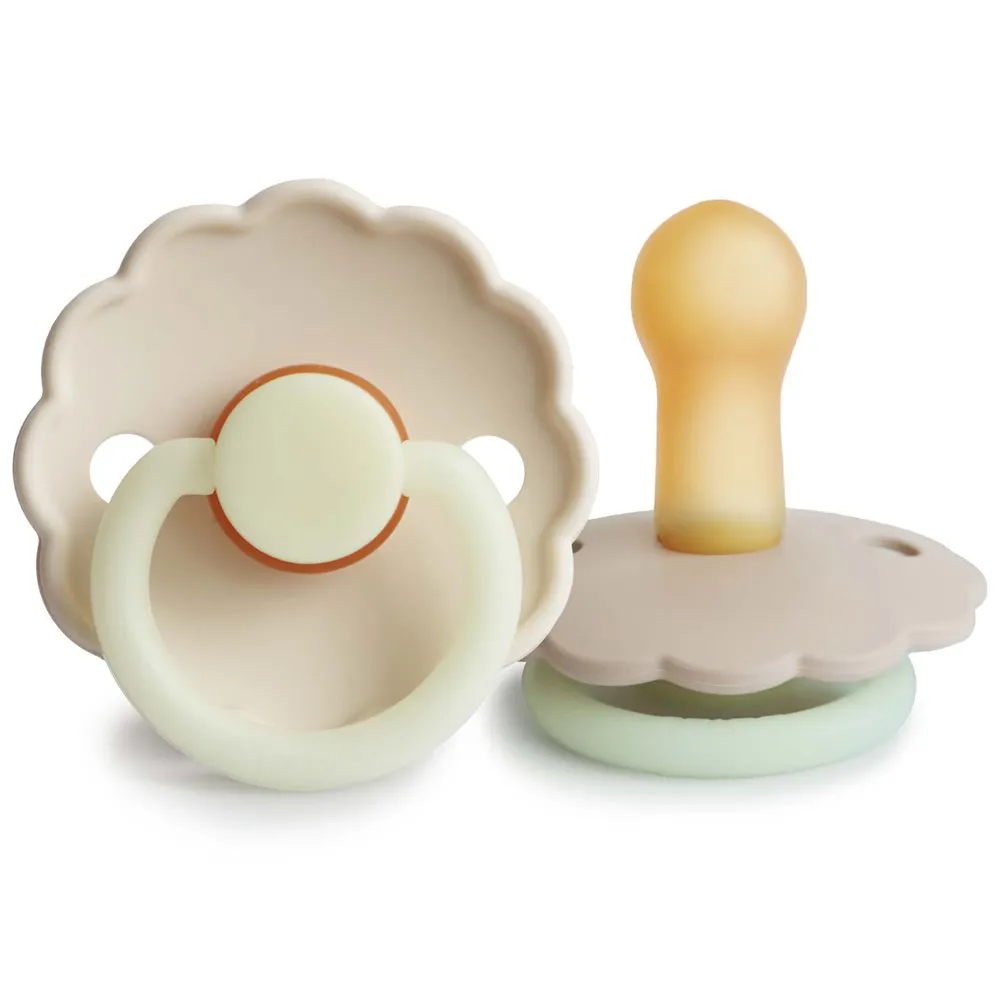 FRIGG DAISY NIGHT PACIFIER 2 PACK | CREAM/CROISSANT