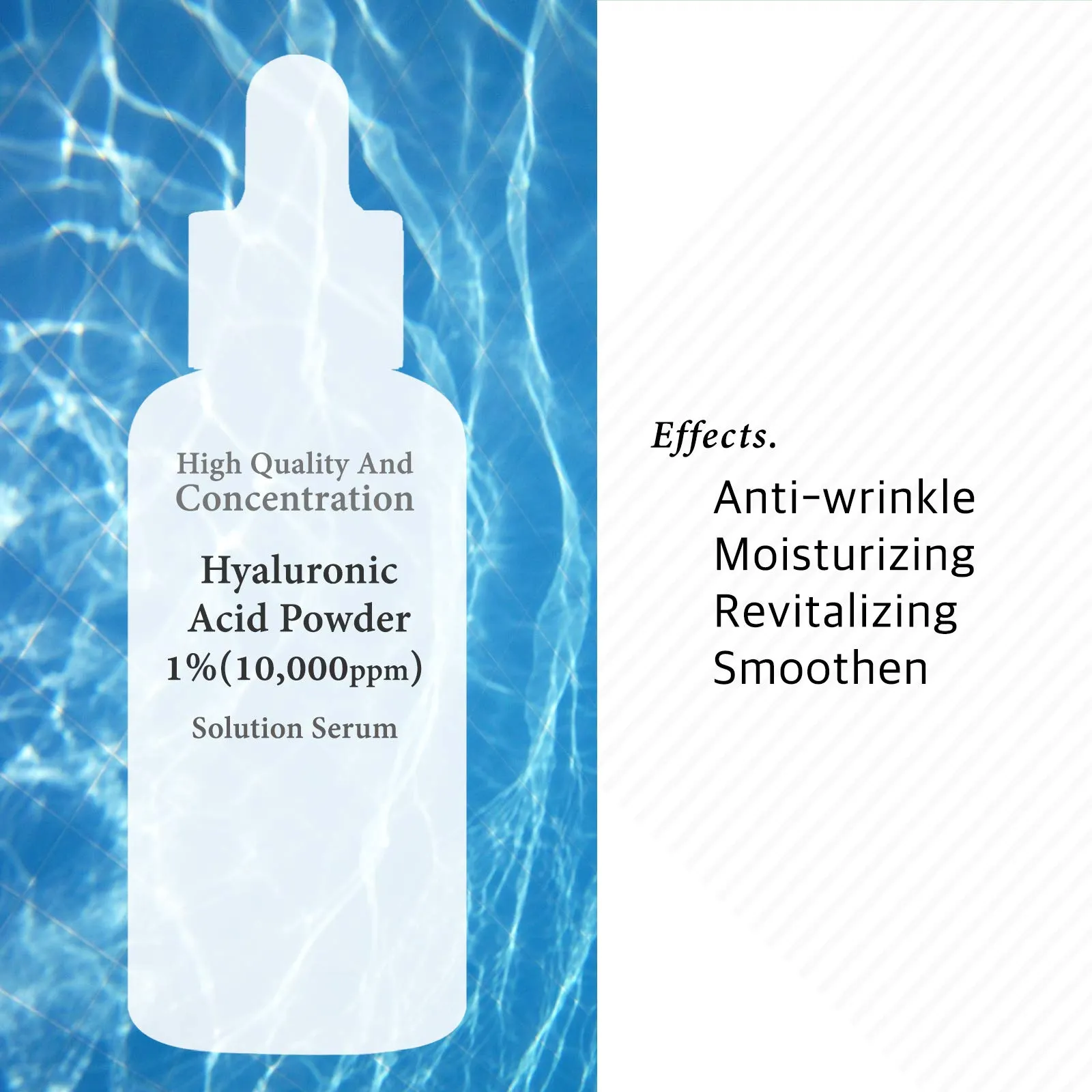 Pure Hyaluronic Acid 1% Powder Solution Serum 10000ppm - Intense Hydration   Visibly Plumped Skin