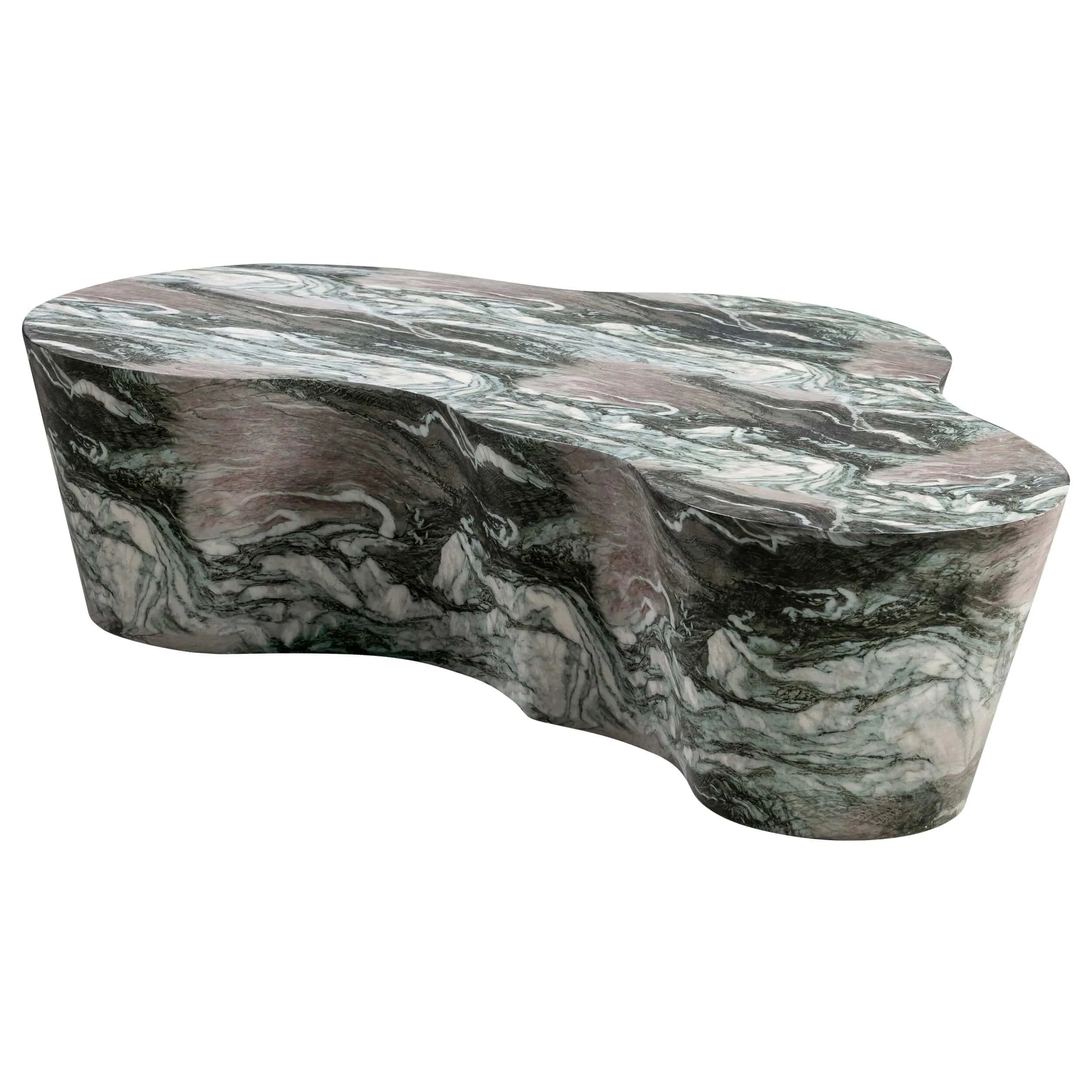 Slab Coffee Table, Faux Grey/Blush Marble