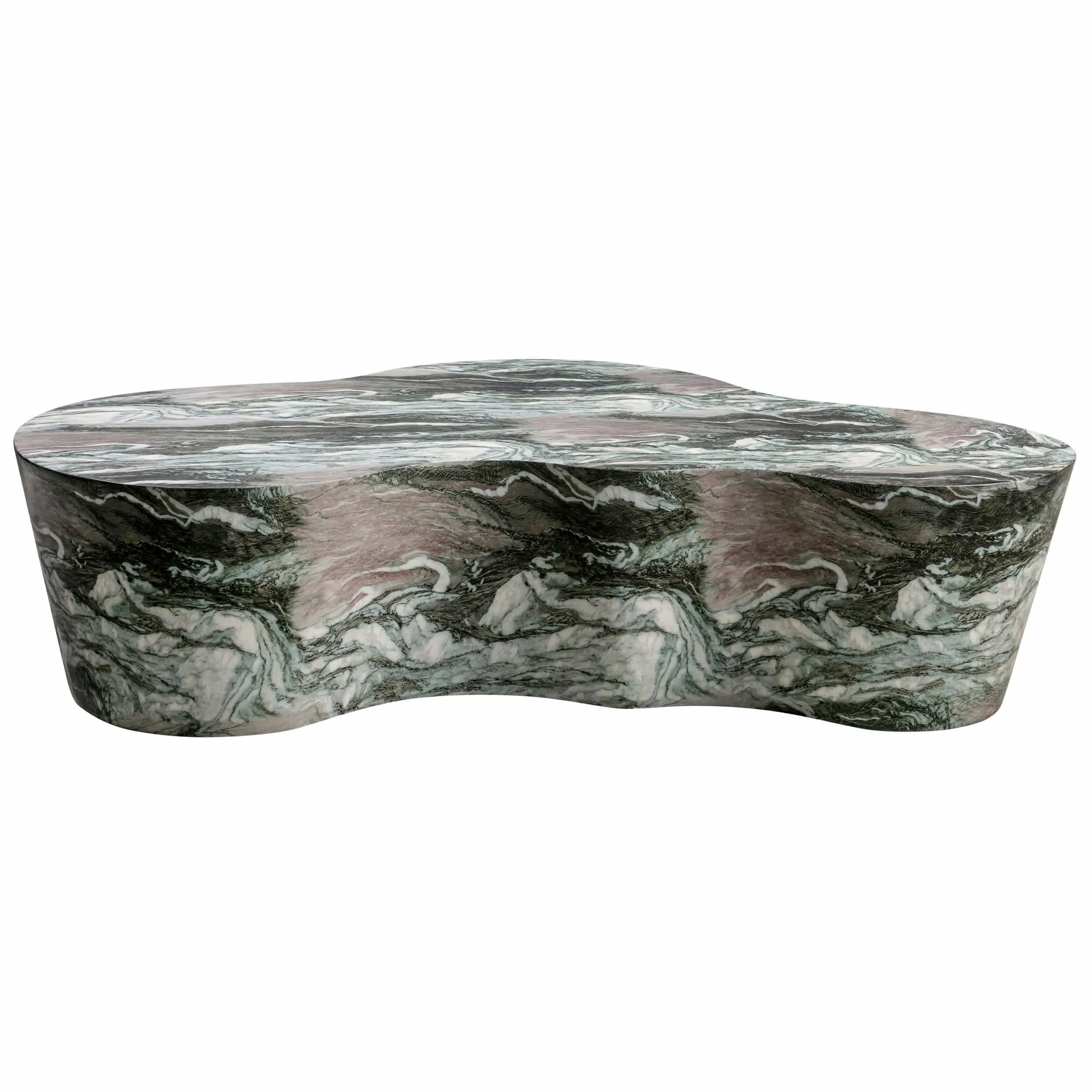 Slab Coffee Table, Faux Grey/Blush Marble