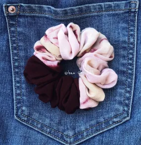 Unique Hair Scrunchies  - Burgundy Blush